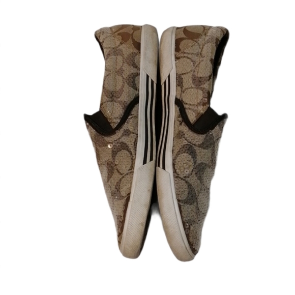 Coach Signature Kivy Sequins Sneakers Brown Signature Logo sz.8.5 - Picture 4 of 12